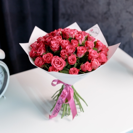 Buchet de Trandafiri Fuchsia in Hartie (51 fire) alt vedere product 2