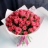 Buchet din 51 Trandafiri Fuchsia ambalat in hartie alba decorativa si decorat cu panglica de satin roz alt vedere product
