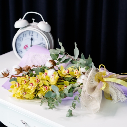 Buchet Verde din Orhidei și Bumbac alt vedere product 3