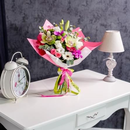 Buchet Alb-Verde-Fuchsia alt vedere product 2