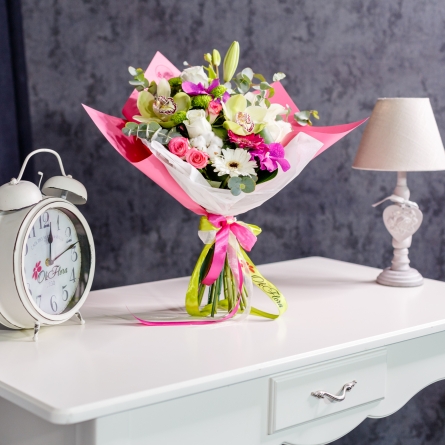 Buchet Alb-Verde-Fuchsia alt vedere product 3