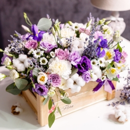 Natural Crate with Mixed Flowers