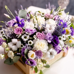 Natural Crate with Mixed Flowers