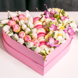 Heart with Flowers and Macarons