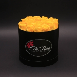 Medium Black Box with Yellow Roses
