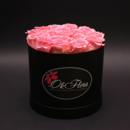 Cutie Medie Neagră cu Trandafiri Roz