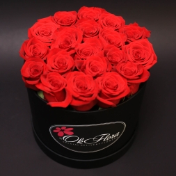Medium Black Box with Red Roses