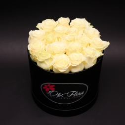 Medium Black Box with White Roses