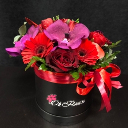 Red-Purple Arrangement with Mixed Flowers