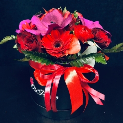 Red-Purple Arrangement with Mixed Flowers