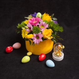 Easter Arrangement in Yellow Velvet Box