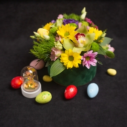 Easter Arrangement in Green Velvet Box