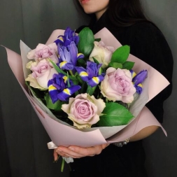 Bouquet of Roses and Irises