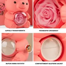 Gift Pink Teddy Bear with Preserved Rose alt vedere product 4