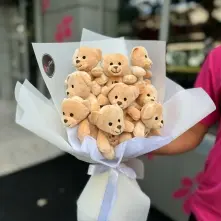 Beige 9 Teddy Bear Bouquet alt vedere product