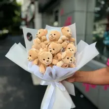 Beige 9 Teddy Bear Bouquet alt vedere product 4