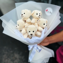 Buchet din 5 Ursuleti de Plus Ivory. alt vedere product 5