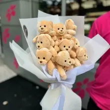 Beige 9 Teddy Bear Bouquet alt vedere product 6