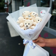 Buchet din 5 Ursuleti de Plus Ivory. alt vedere product 4