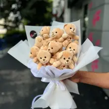 Beige 9 Teddy Bear Bouquet alt vedere product 5