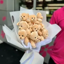 Beige 9 Teddy Bear Bouquet alt vedere product 2